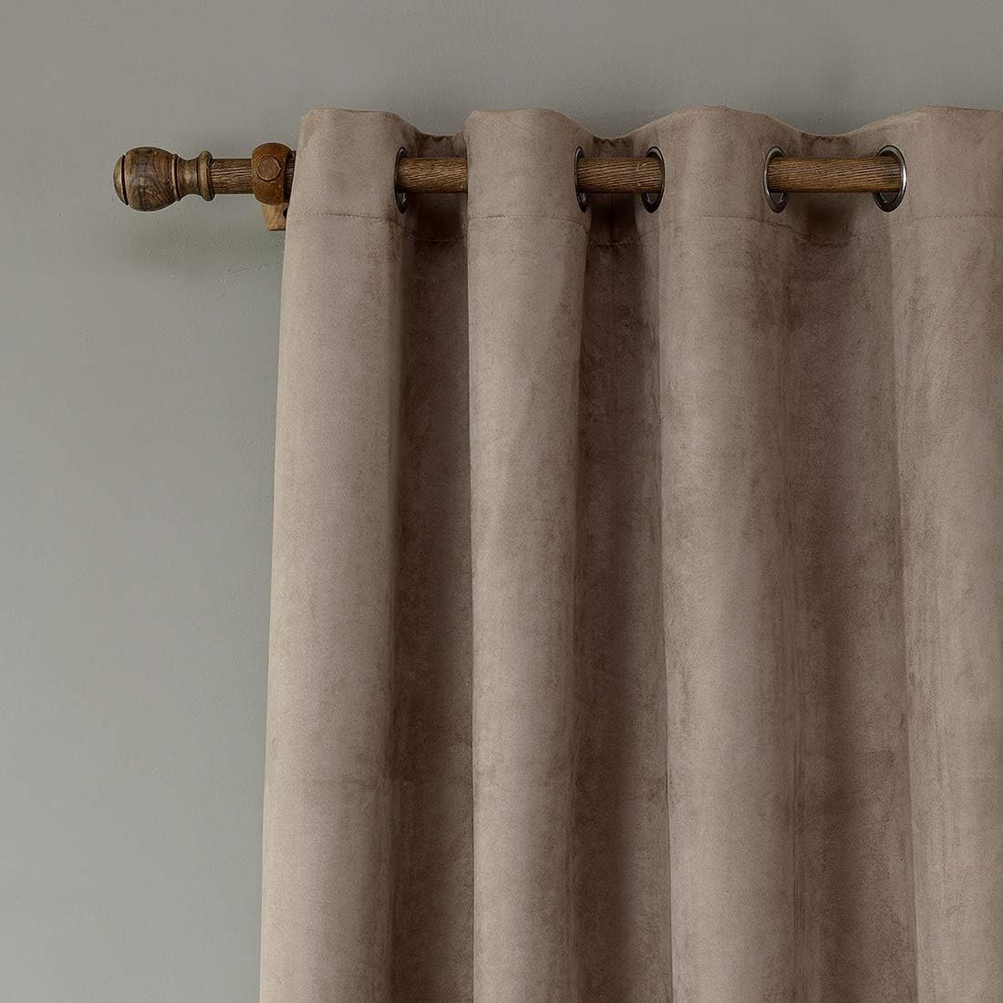 vctops Faux Suede Window Curtains Room Darkening Thermal Insulated Solid Decorative Grommet Top Window Treatment Drapes for Bedroom Living Room,1 Panel (Brown,55" x 63")