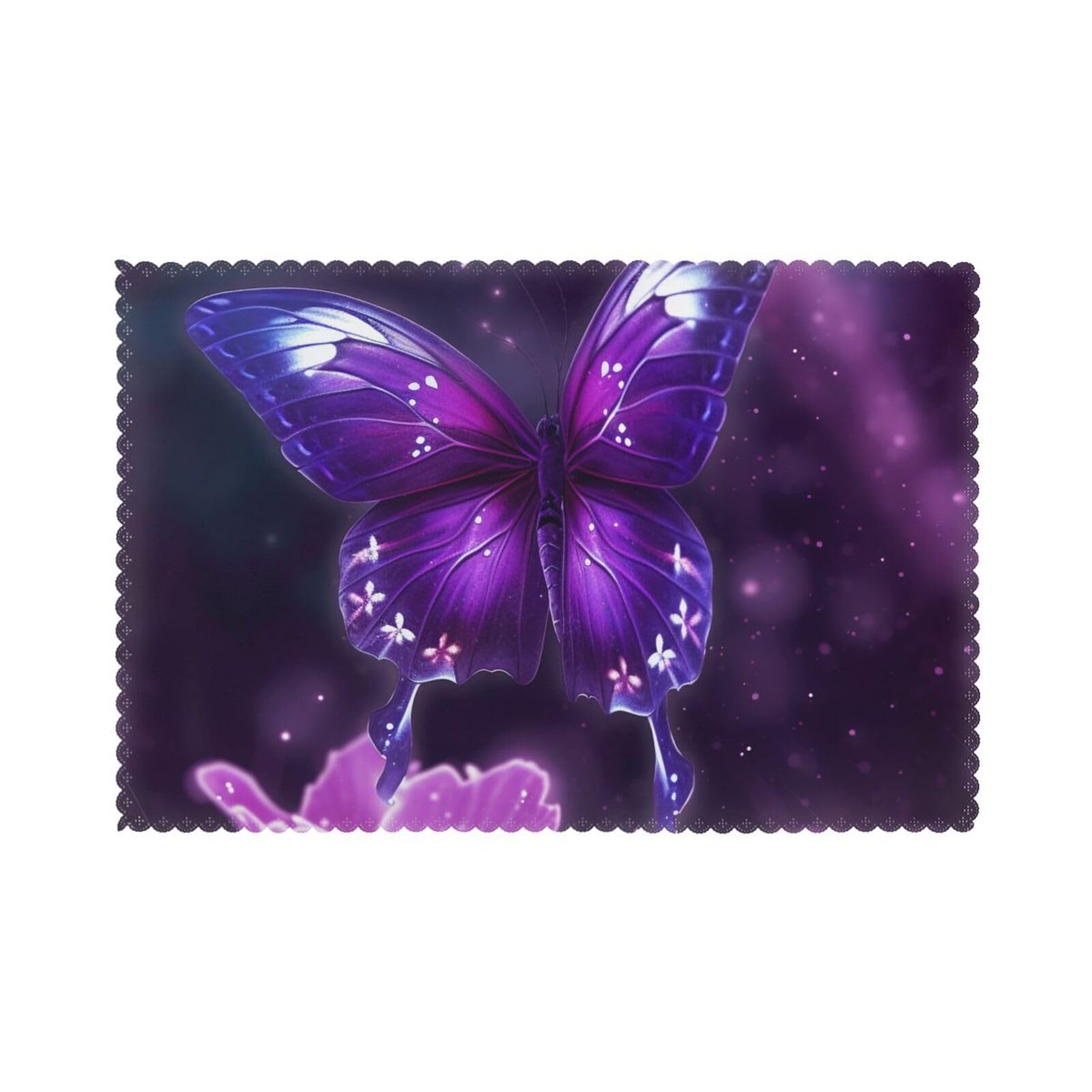 Butterfly Printed Placemat Heat Resistant Place Mats Set of 6 PCS Washable Kitchen Table Mats, 12x18 Inch
