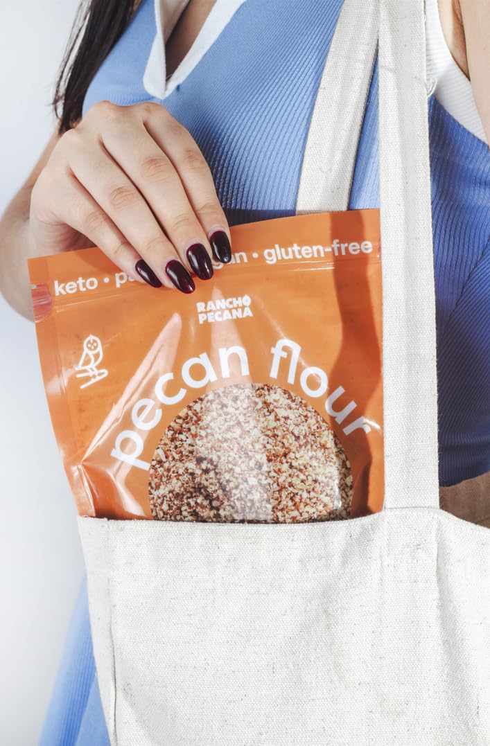 RANCHO PECANA - Natural Pecan Flour, 1 LB, non-GMO, Grain Free, Gluten Free, Heart Healthy, Kosher, Organic Nuts, Vegan, Keto, 3g Protein per 1 oz, Resealable Bag