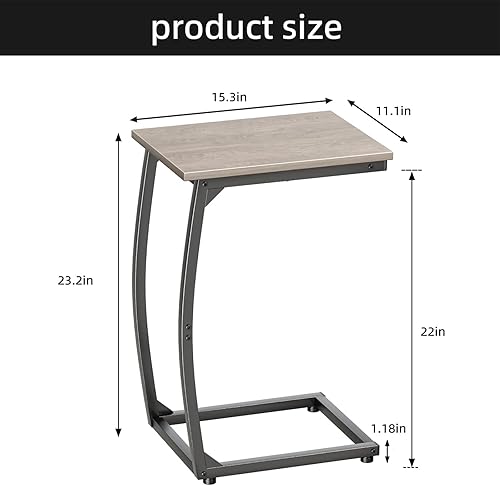 Miniatura 3 de Juego de 2 mesas auxiliares en forma de C, mesa auxiliar para sofá, patas de apoyo curvas, mesa deslizante debajo del sofá para sofá, mesa de