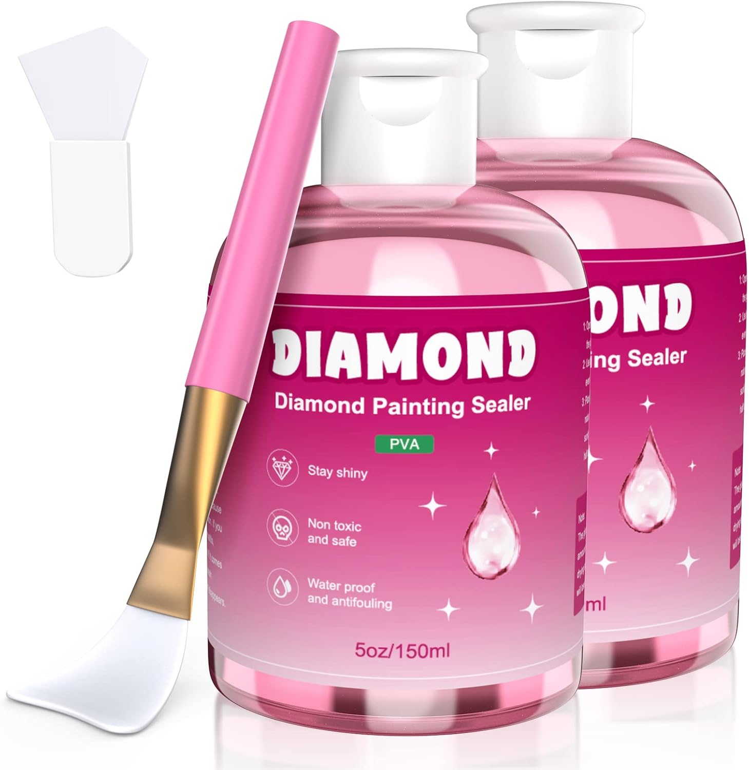 GHHKUD New Diamond Painting Sealer 300ML with 2 Brushes, DIY 2Pack