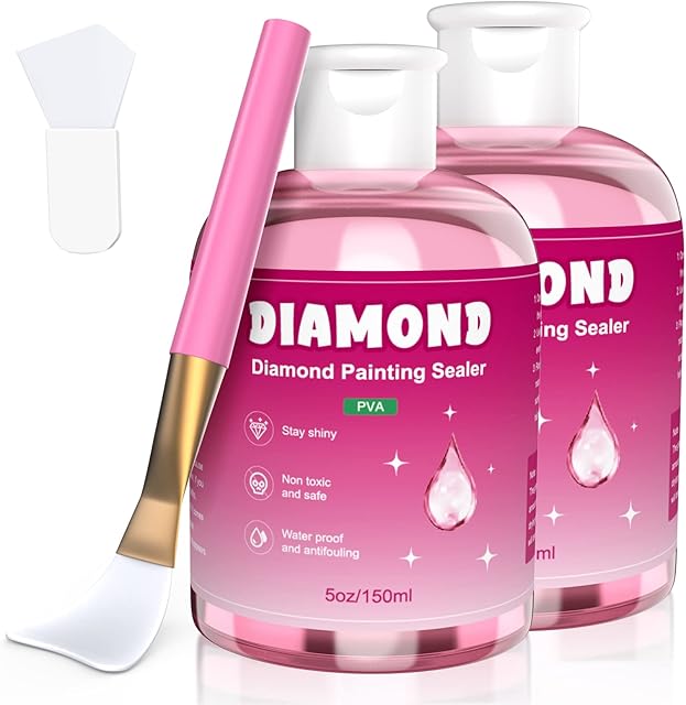 GHHKUD Diamond Painting Sealer 300ML, Diamond Art Glue with Brushes, Fast Drying Diamond Painting Art Sealer, Diamond Painting Glue Accessories Permanent Shine Effect for Diamond Painting&Puzzle Glue