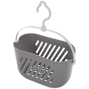BESPORTBLE Hanging Bathroom Organizer Basket Plastic Shower Caddy with Handle Grey Portable Storage Basket for Cleaning Supplies and