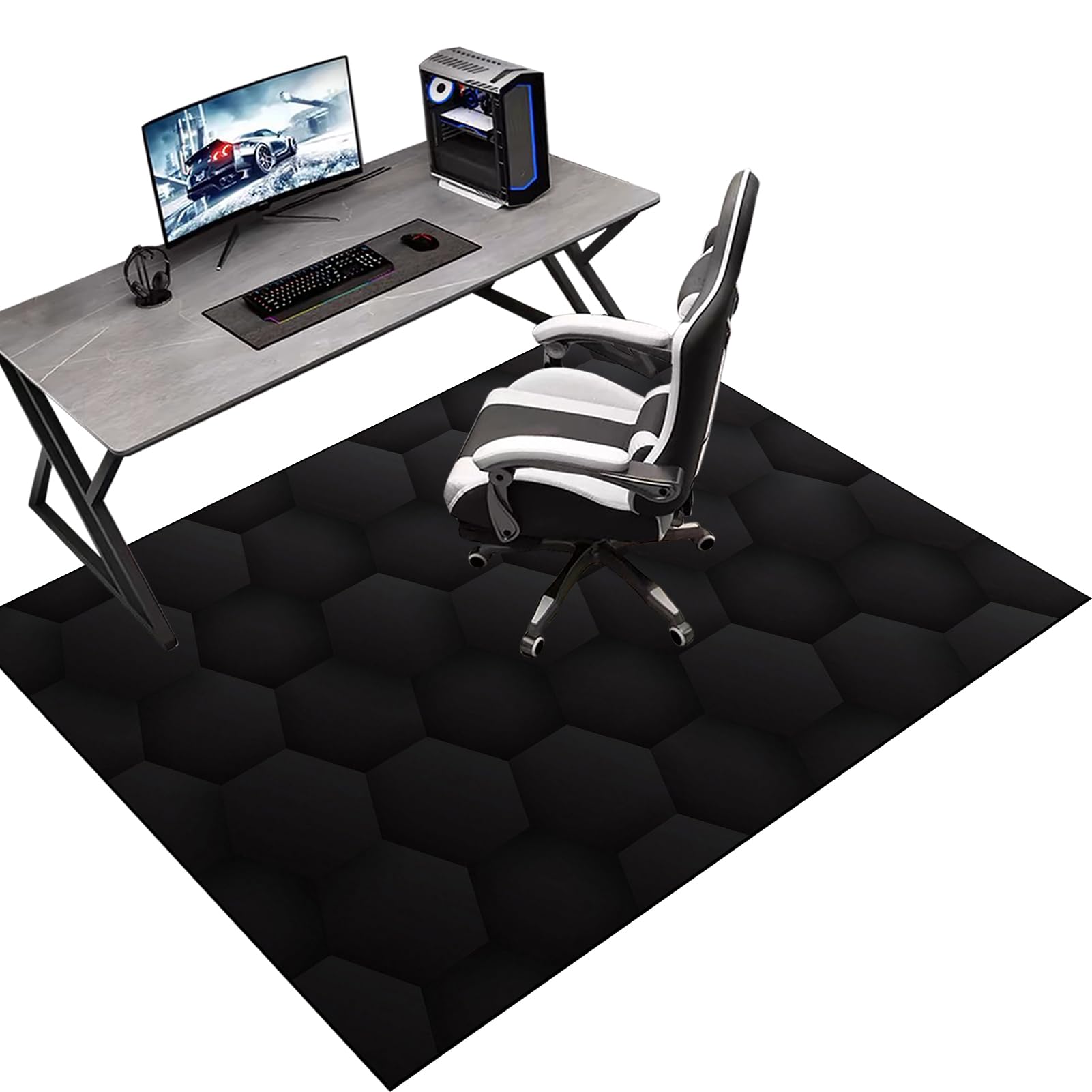 Tapis De Protection Rond Pour Chaise De Bureau - Antidérapant, 90 Cm, Pour Sol Dur Et Moquette