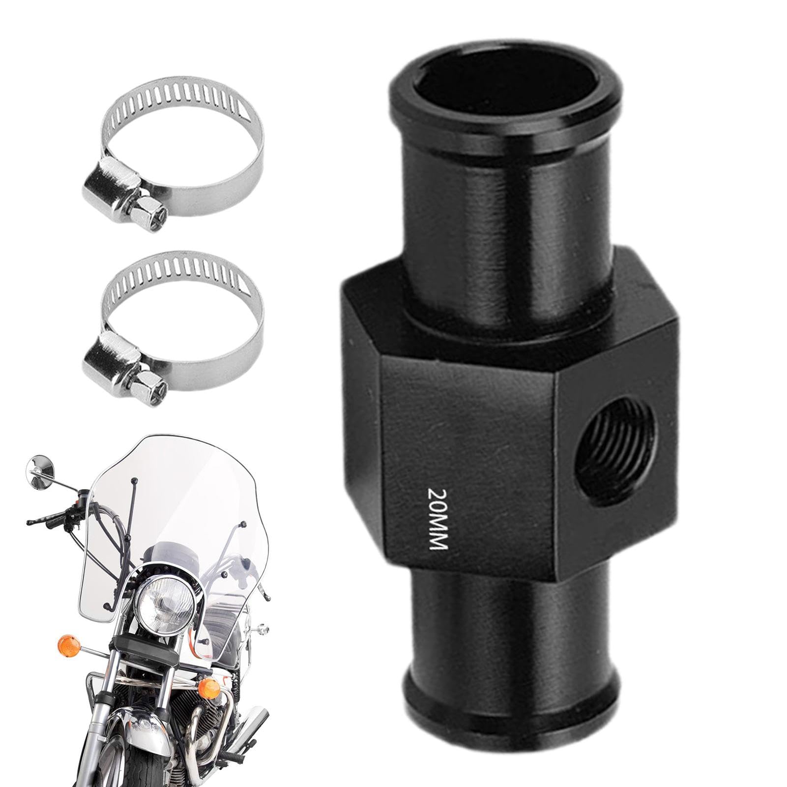 20 mm Sensor-Messgerät, Heizkörperschlauch-Adapter, Wassertemperatur-Verbindungsrohrtemperatursensor, Messgerät, Heizkörperschlauch-Adapter mit 2 Klemmen, Aluminiumlegierung, Wassertemperaturmesser,