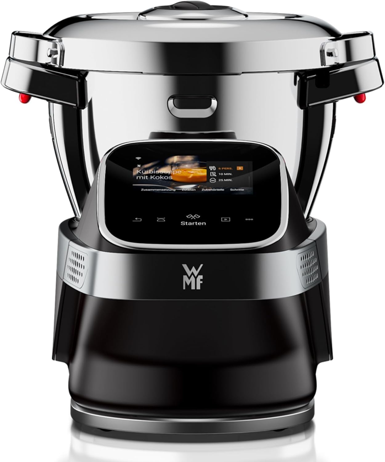 WMF Avantgarde Küchenmaschine mit Kochfunktion, besonders leise, 14 Kochprogramme, WLAN, Kochschüssel 3l, Touchscreen, intuitive App, Rezepte, edelstahl matt