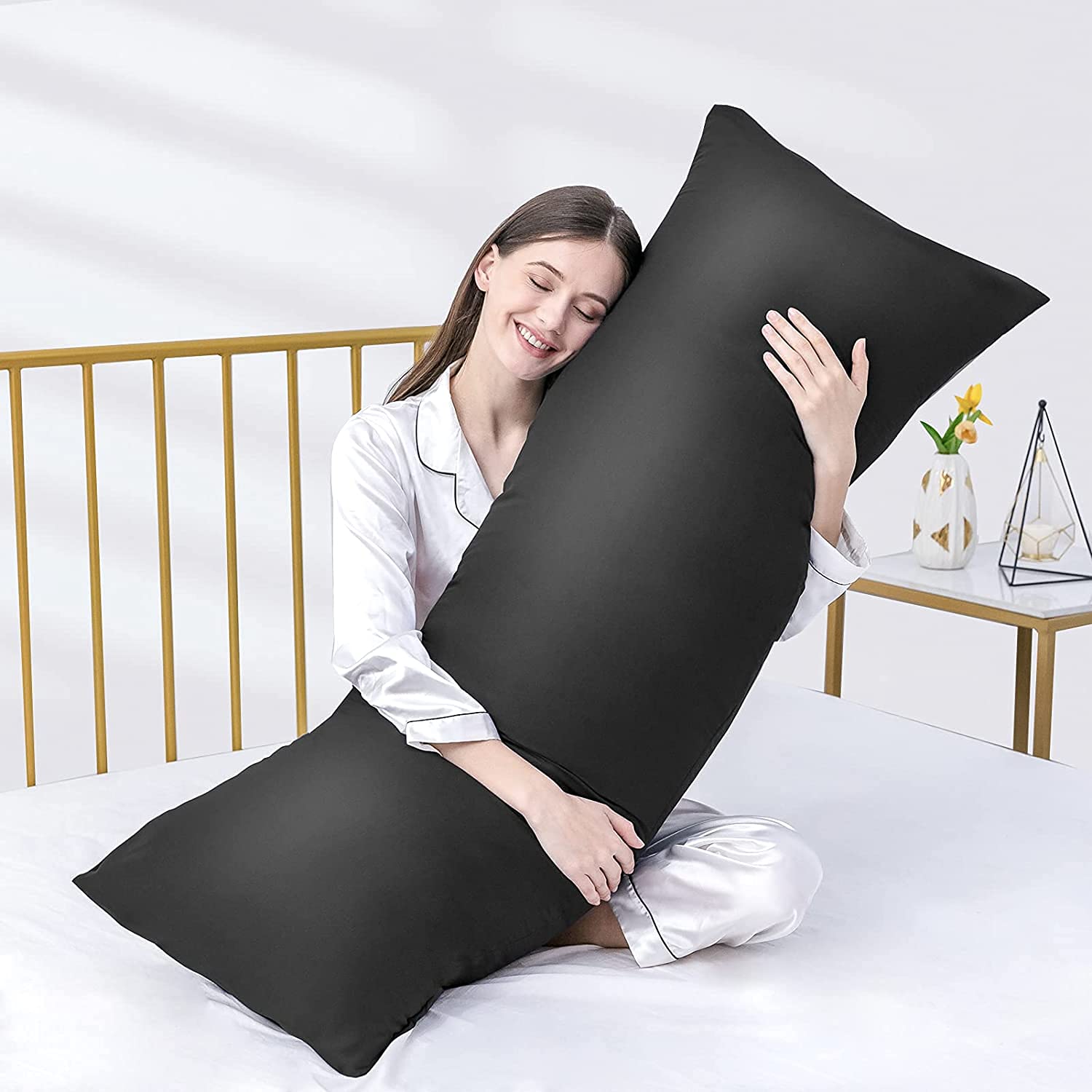 Deevine Craft Polyester Black Luxury Full Body Pillow Insert Ultra