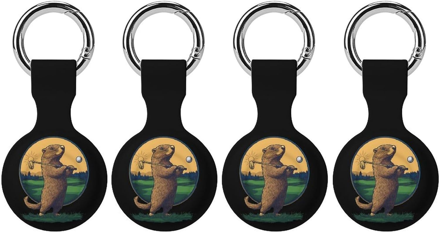 Groundhogs Golf Lover Case Compatible with AirTag Holder Cover with Keychain Ring for Bags Luggages
