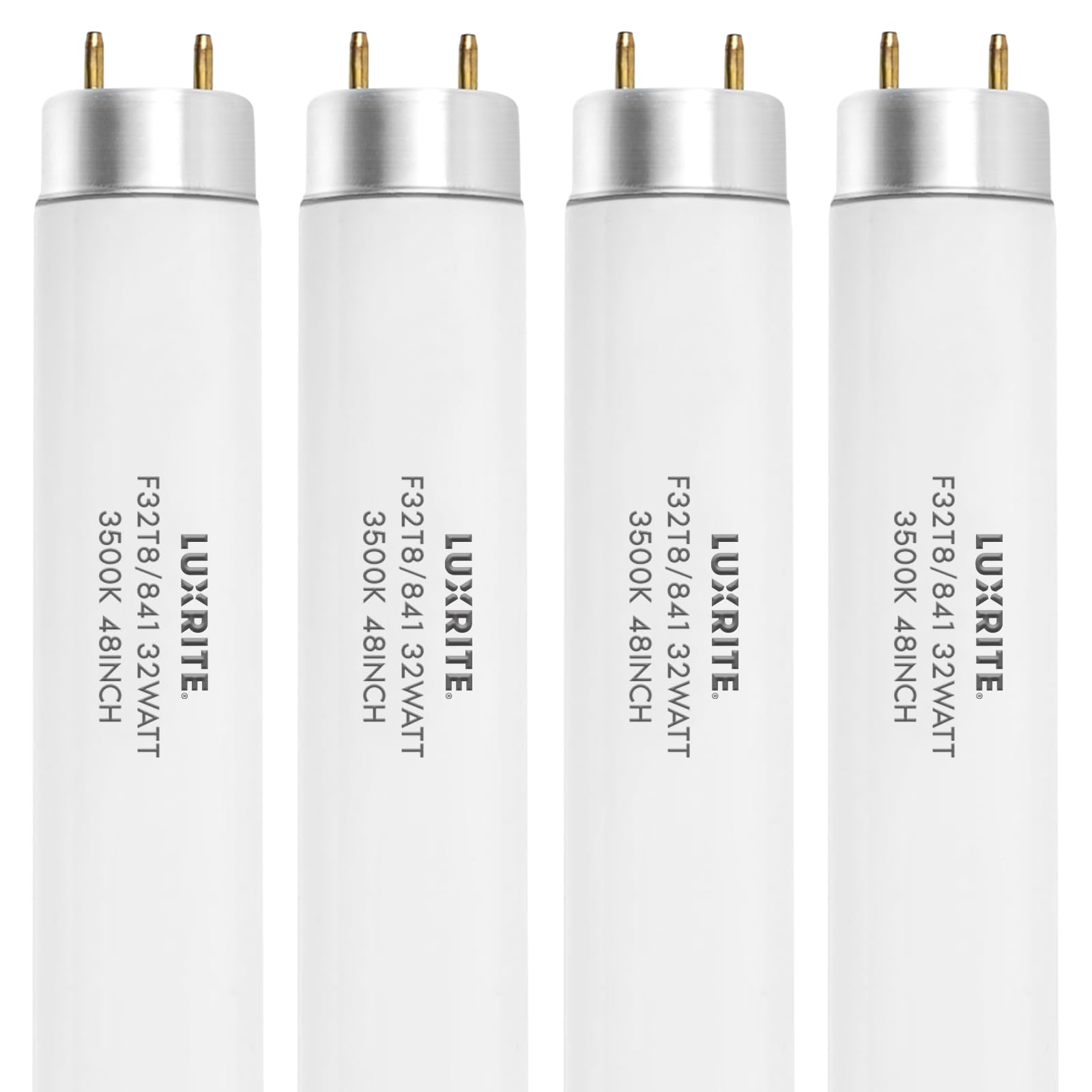LUXRITE F32T8/835 48 Inch T8 Fluorescent Tube Light Bulb, 3500K, 4-Pack