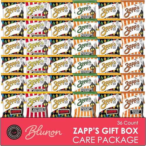 Zapp's Potato Chips Variety Pack - Kettle Cooked Bulk Assortment - Gluten Free - Sampler Bulk Care Package Gift Box (36 Count)