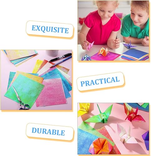 Miniatura 5 de VICASKY Origami Kit de 300 piezas de papel metálico de origami, hoja de papel de aluminio con revestimiento de perlas, papel cuadrado para