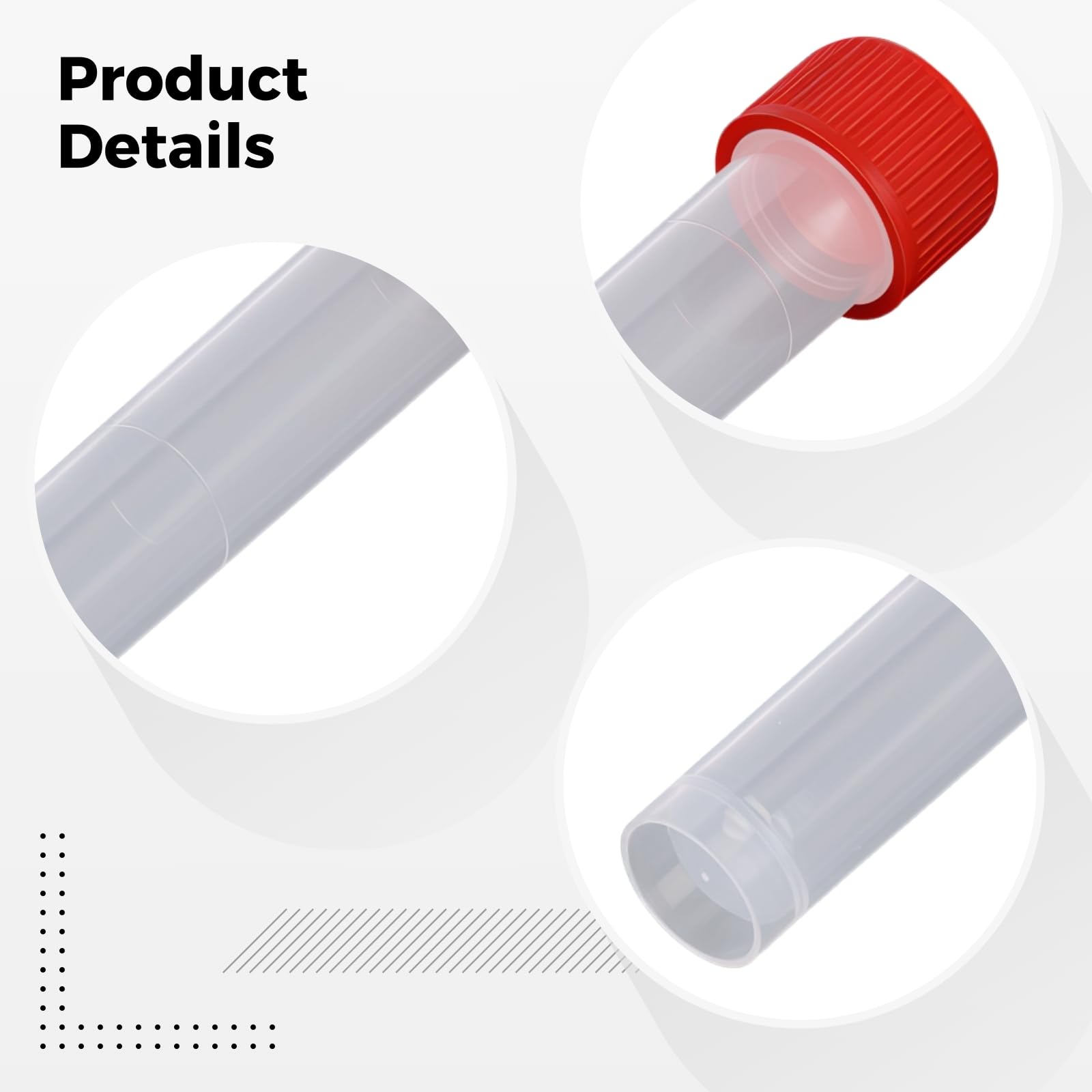 100 Stk. Kunststoff-Reagenzgläser mit Deckel, 0,3 fl oz, 10 ml, transparente Probenbehälter, Schraubverschluss, geeignet für Flüssigkeiten, Feststoffe und Pulver