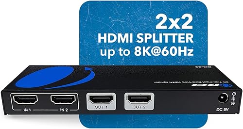 Miniatura 2 de OREI Divisor HDMI 8K UltraHD 2 X 2 divisor de 2 entradas 2 salidas soporta hasta 4K 120Hz Dolby Vision HDCP 23 Auto EDID Management - BK-22