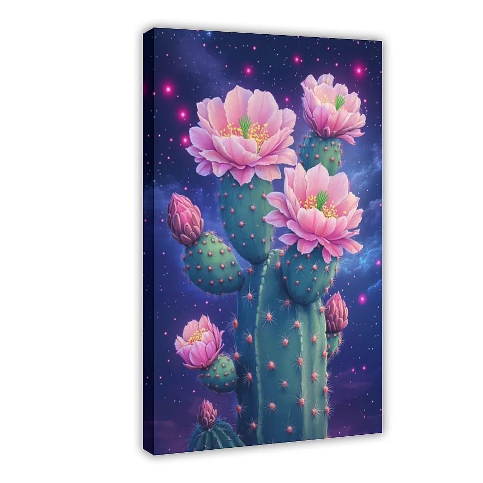 Bareronor Blooming Cactus Canvas Poster for Home Decor Gift