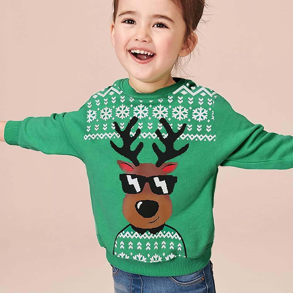 DDSOL Toddler Boys Girls Christmas Sweatshirts Kids Ugly Xmas Pullover Funny Santa Reindeer Truck Shirts Tops 2-7 Years - Image 3