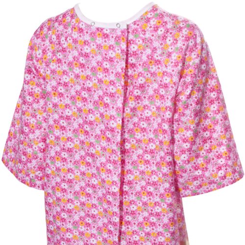 Benefit Wear Hospital-Style Flannel Nightgown With Shoulder Wrap | Womens Overlap Style Wraps Two Snap With Closure At Back Of Neck And Knee Length Drop (L, Assorted Prints) #TOP3