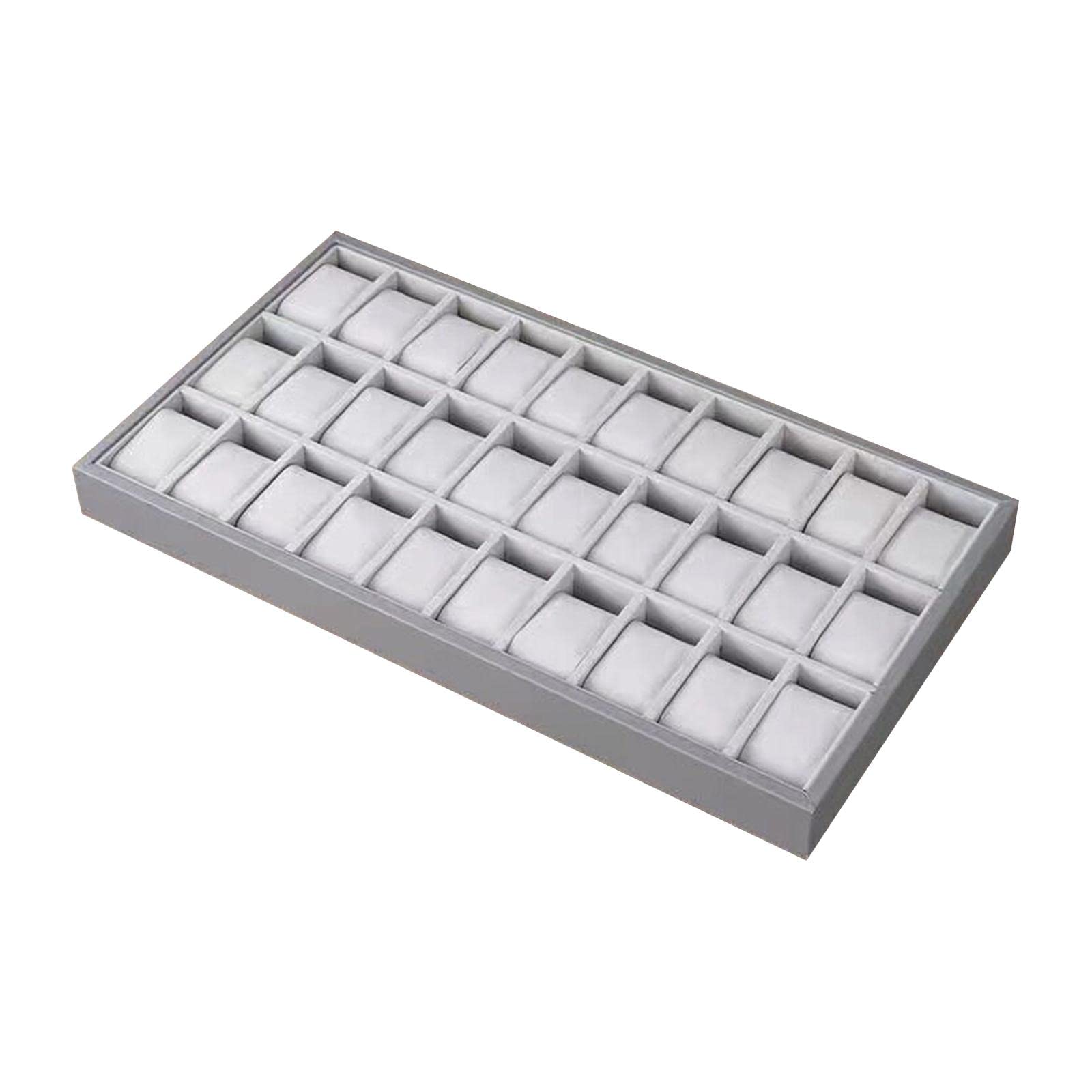 perfk Bandeja de Joyería para Reloj, Brazalete, Caja de Almacenamiento de Exhibición de Reloj, Cuero PU de Madera para Hombres Y Mujeres, Organizad, 30 Ranura
