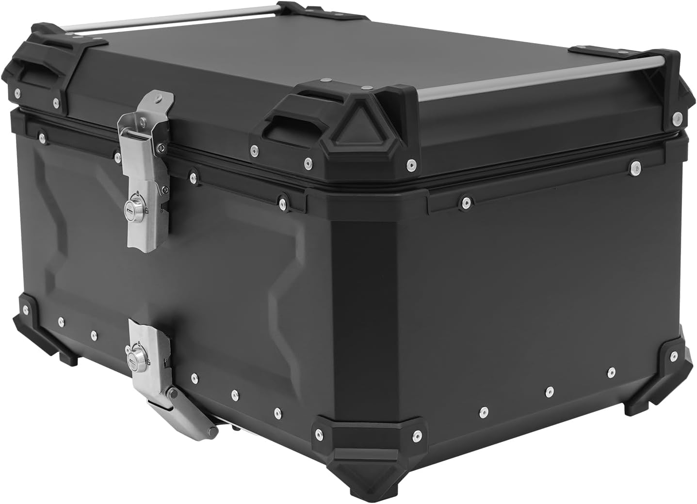 65L Motorcycle Tail Box - Universal Aluminum Alloy Motorcycle Top Case with Safety Lock, Heavy-Duty Waterproof Trunk with Helmet Storage Fit for 99% of Motorcycles Frames, Black