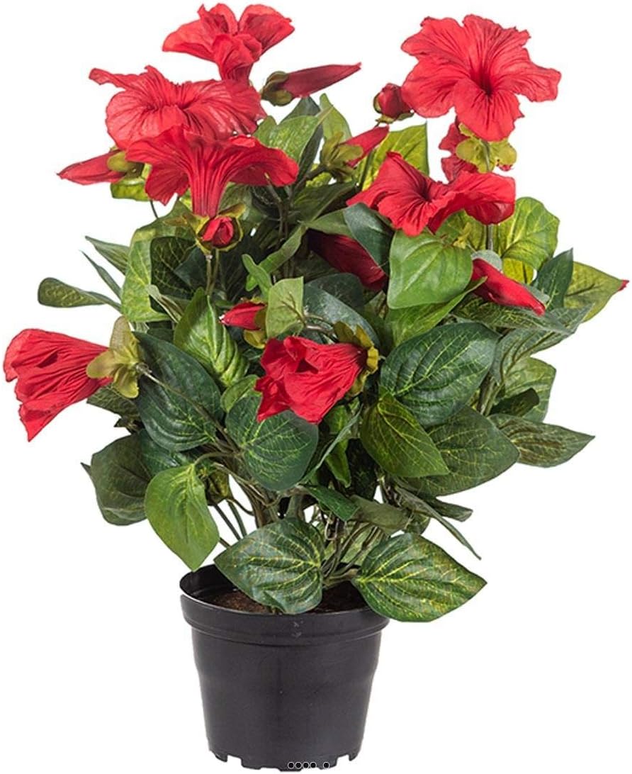 Artificial Potted Artificial Petunia 38 cm 20 – Bright Red – Choose your Colour: Red