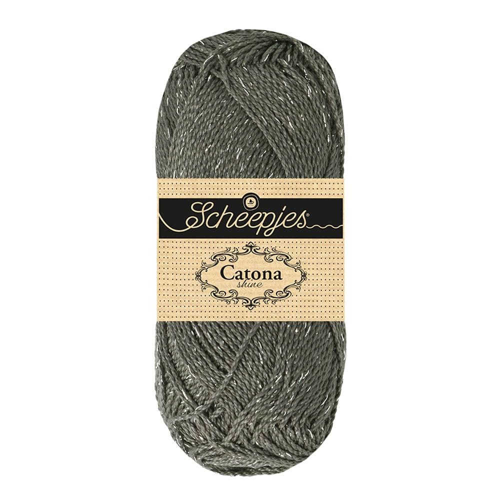 Scheepjes Catona Shine 50g - Metal Grey & Silver Crochet and Knitting Yarn