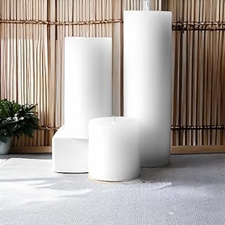 Set of 3 White Pillar Candles - 3x3