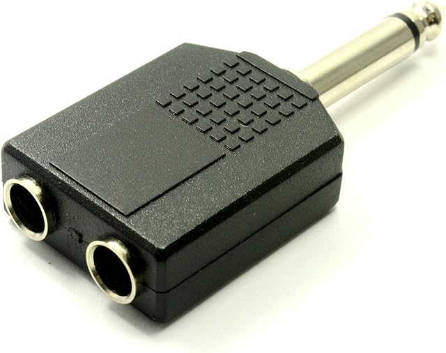 kenable 6.35mm Mono Jack Plug to Twin 6.35mm Mono Jack Socket Splitter Adapter