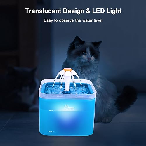Miniatura 3 de Fuente de agua para gatos, fuente automática de agua para gatos de 67 oz2 L, fuente de agua para mascotas con luz LED y filtro para gatos y perros