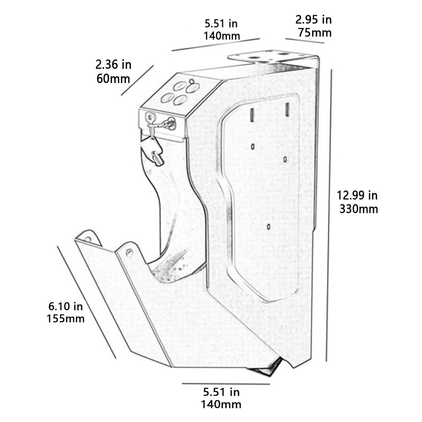 Caja Fuerte para Pistola con Huellas Dactilares, Teclado Digital y Llave, Gabinete de Acero