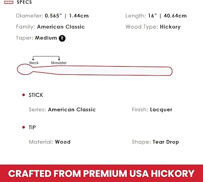 Vic firth Baget (Çift) 5A Wood, Hıckory, 0.565X16, Medıum