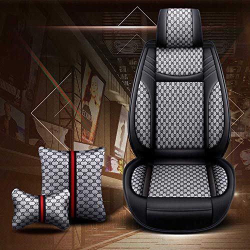 Hijiial Universal Car Seat Covers 5Pcs Full Set Car Seat Covers Accessories Breathable Leather Automotive Seat Covers For Most Cars Suvs Pick-Up Trucks #TOP6