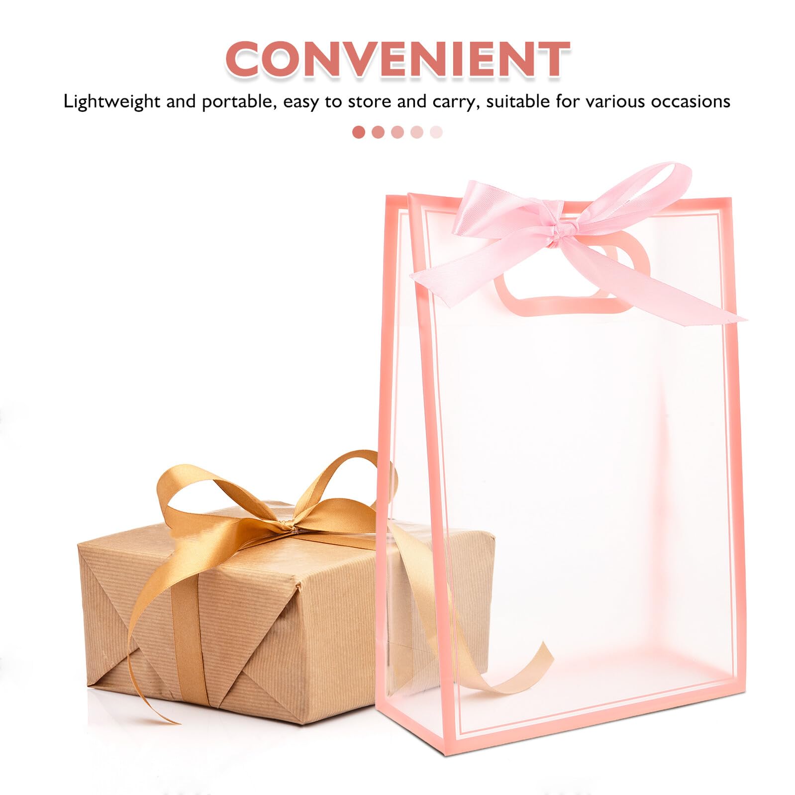 Bolsas de Obsequio Transparentes Rosas Plegables 15piezas Poliéster