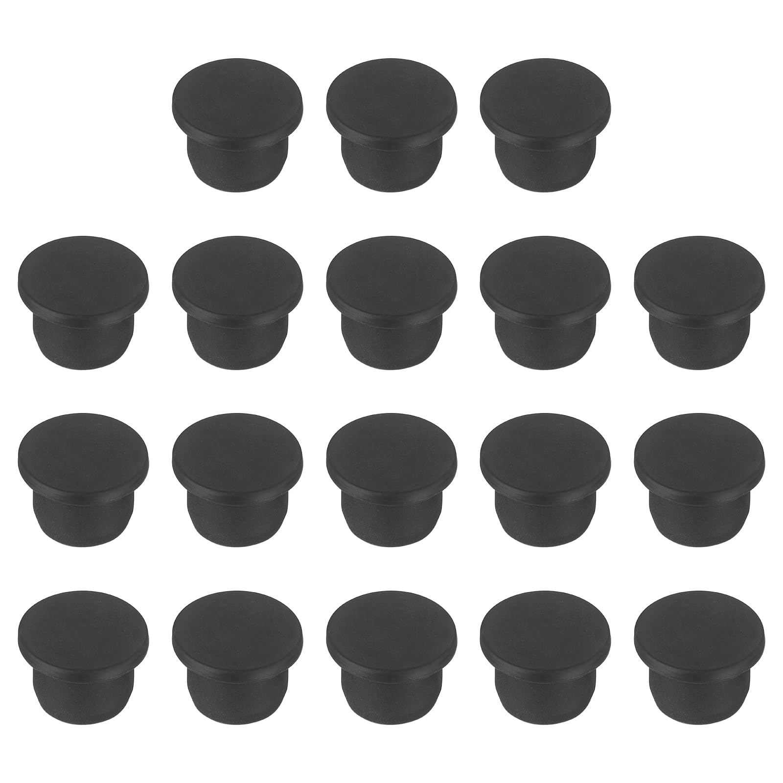 sourcing map 18pcs T-Shaped Silicone Plugs 14mm 9/16 Inch Dia Snap in Plug Hole Seal Cover Round Rubber Stopper for 13.5-14mm Holes Kitchen Rubber Bulkheads Waterproof Sealing, Black