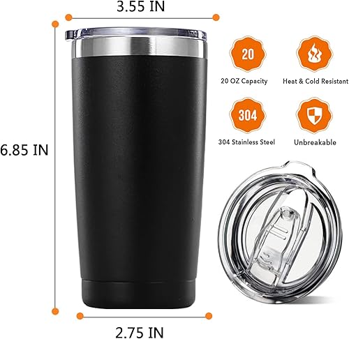 Miniatura 2 de Vaso de regalo con texto en inglés "You Are Amazing Strong And Brave". Regalos inspiradores de 20 onzas (negro) Regalos de aliento para hombres y