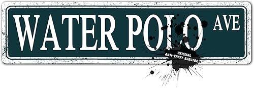 Letrero vintage de waterpolo de calle, arte de pared deportivo de verano, decoración de metal con temática deportiva, regalos para amantes del