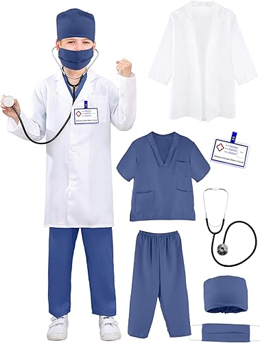 Conjunto de disfraz de médico quirúrgico para niños, uniforme con estetoscopio, juguetes para niños y niñas