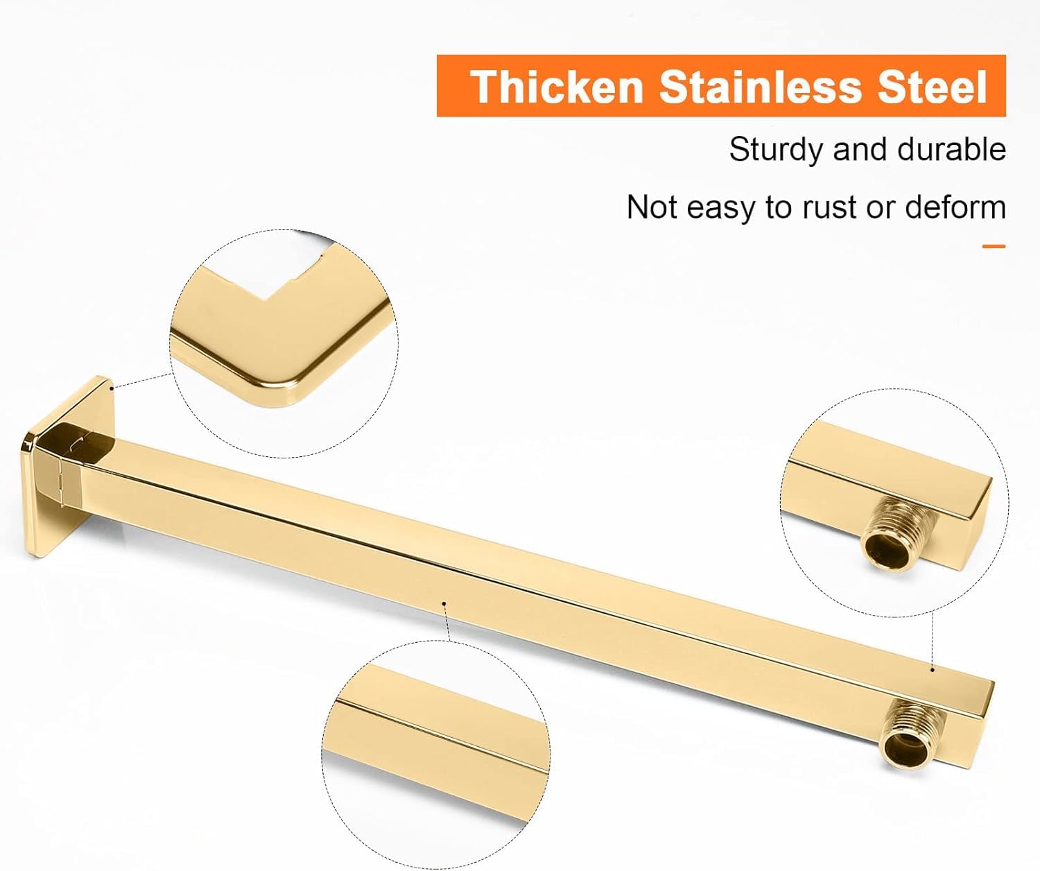 Gold Stainless Steel Shower Arm - 21 Inch -2