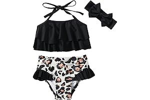 Toddler Baby Infant Swimsuit Girl Ruffles Bathing Suit Halter Top Bikini with...