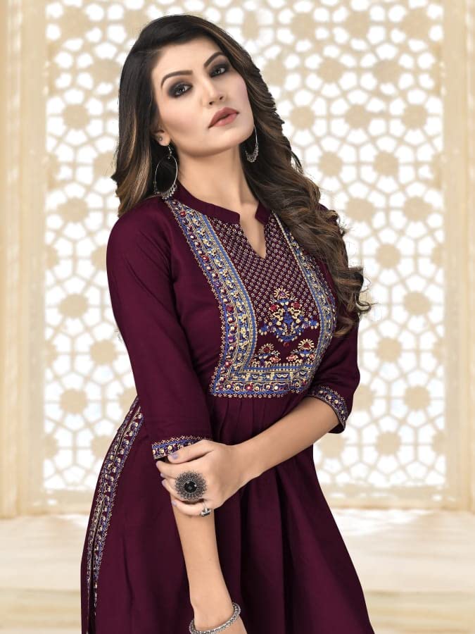 Image of Fabian Fashion Women's Rayon Floral Regular Tunic Shirt