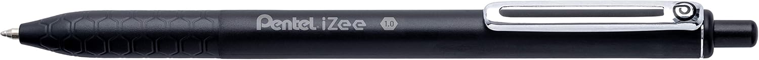 IZEE BALLPOINT RETRACTABLE PEN 1.0MM TIP, BLACK INK, 12 PACK