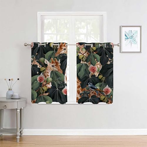 Miniatura 2 de Blackout Cutains Tropical Rain Forest Grommet Short Curtains for Door Cortinas para Ventanas De Cuarto 85Inch Width by 85Inch Length,2 Panels