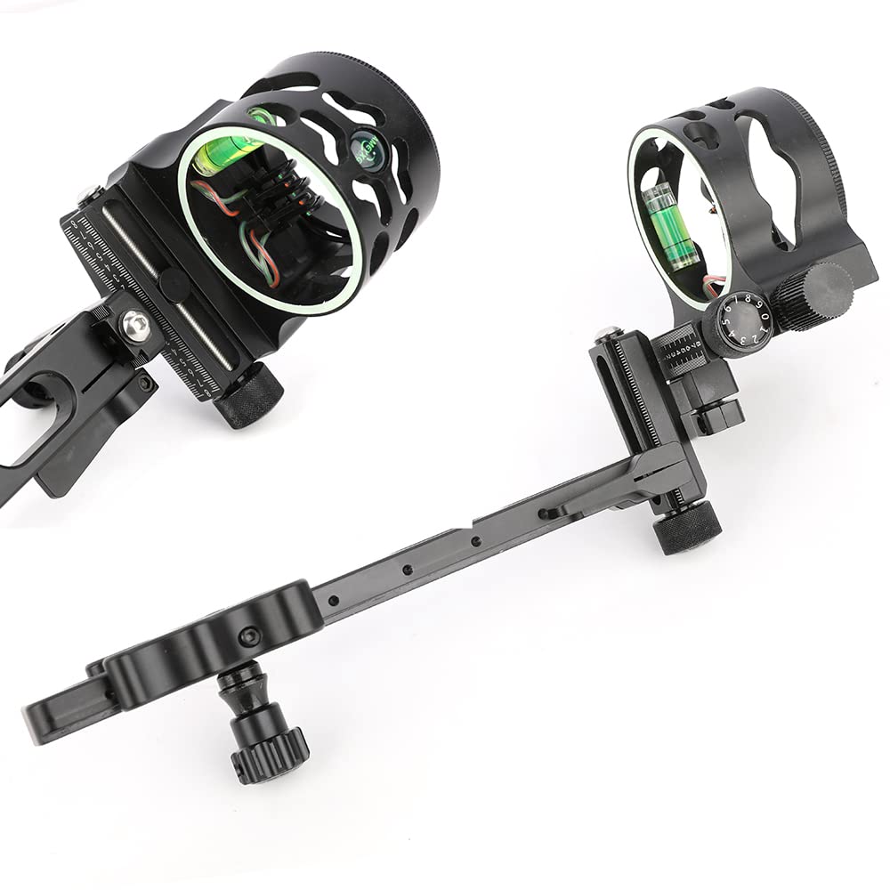 AMEYXGS Compoundbogen Visier 5 Pin, 0,019" Faseroptik, Aluminium, 4X 6X, für Rechts- & Linkshand, Jagdvisier