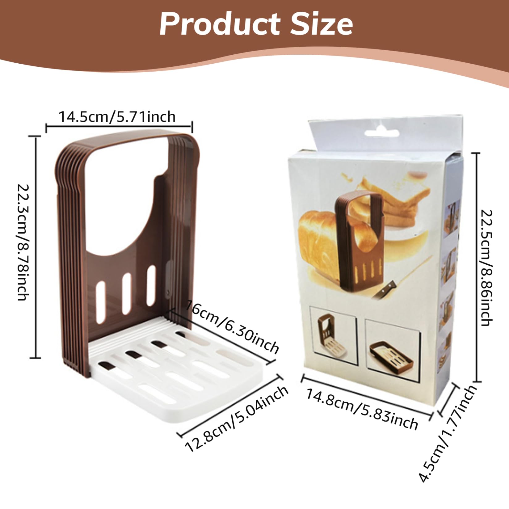 JZLEJC Bread Slicer for Homemade Sourdough Foldable Non-Slip 15/50/24/30mm Quick Cutter for Household, Bakery