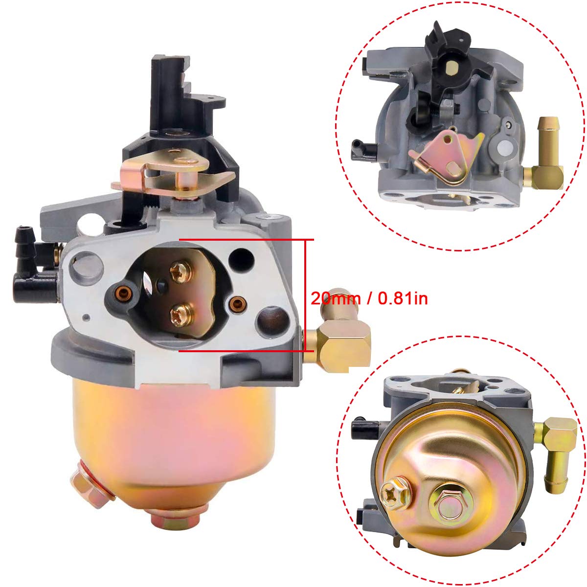ZAMDOE Carburador 170SA para Huayi 170S 170SA 170SD 165S 165SA para MTD 951-10368 951-10638A 751-10638 751-10638A 951-14026A 951-14027A soplador de Nieve, con línea de Combustible