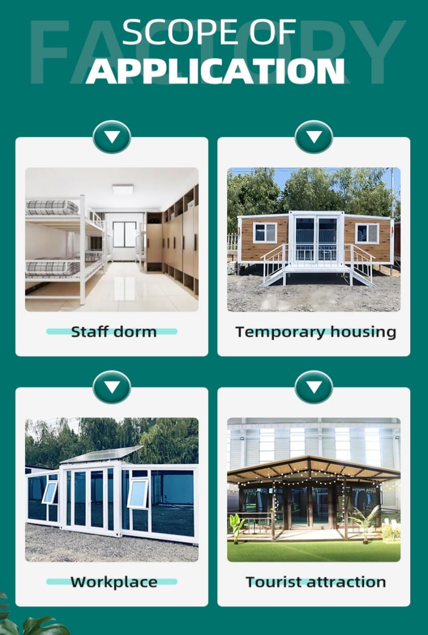 Prefab Tiny Home for Sale, 20ft Expandable Container House Contains 2 Bedrooms, Kitchen and Bathroom Tiny House to Live in for Adults Mobile Foldable Home