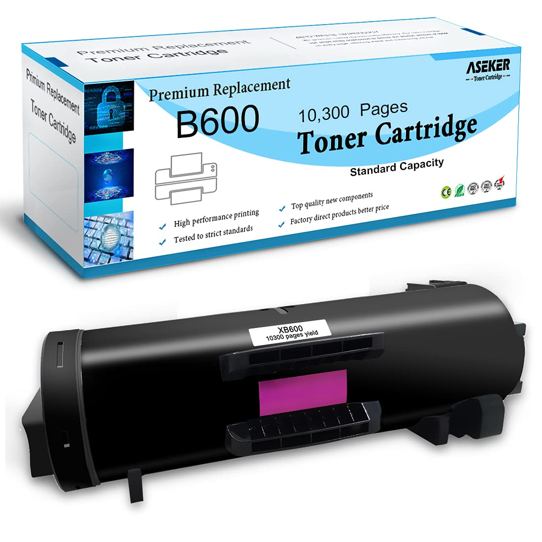 ASEKERRemanufactured B600 B605 B610 B615 Toner Cartridge10300 Pages for Xerox VersaLink B600 B605 B610 B615 Laser Printers 106R03940 Standards Capacity Black