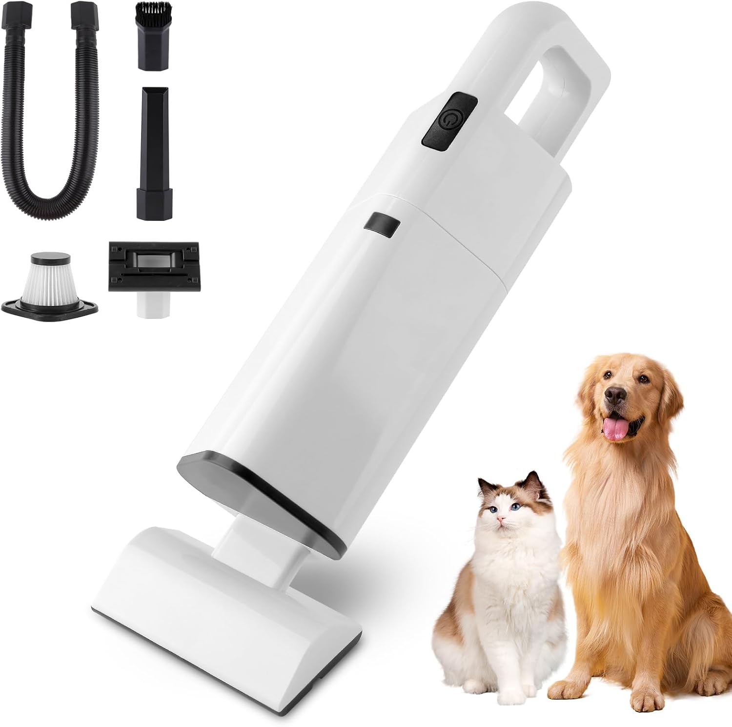 Aspiradora inalámbrica de mano – 20000 Pa potente succión, aspiradora de mano de 2 velocidades recargable inalámbrica para automóvil, pelo de