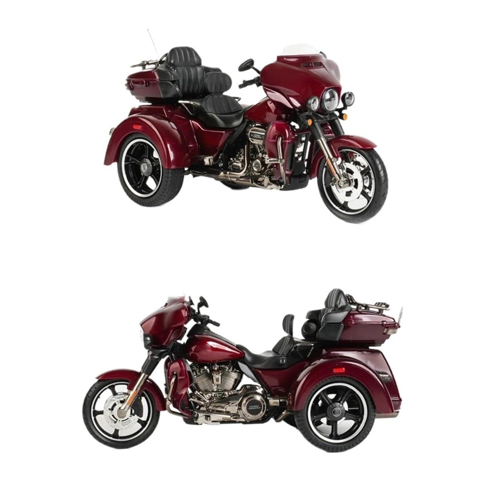 Modelo a Escala de Moto Juguetes De Colección A Escala 1/12 para Harley para Davidson CVO Tri Glide 2021, Vehículos Fundición A Presión(Rosso)