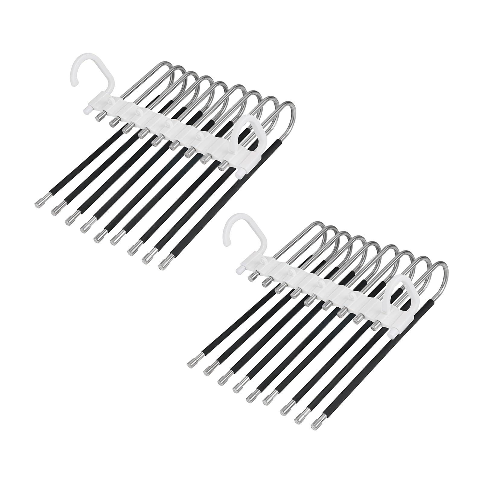 Zeiwohndc Black And Pants Hanger Set, 2 Pack 9 Rod Folding Closet Organizers For Layered Storage And Space Saving Wardrobe Use Closet Organizer Space Saving Wardrobe Storage Layered