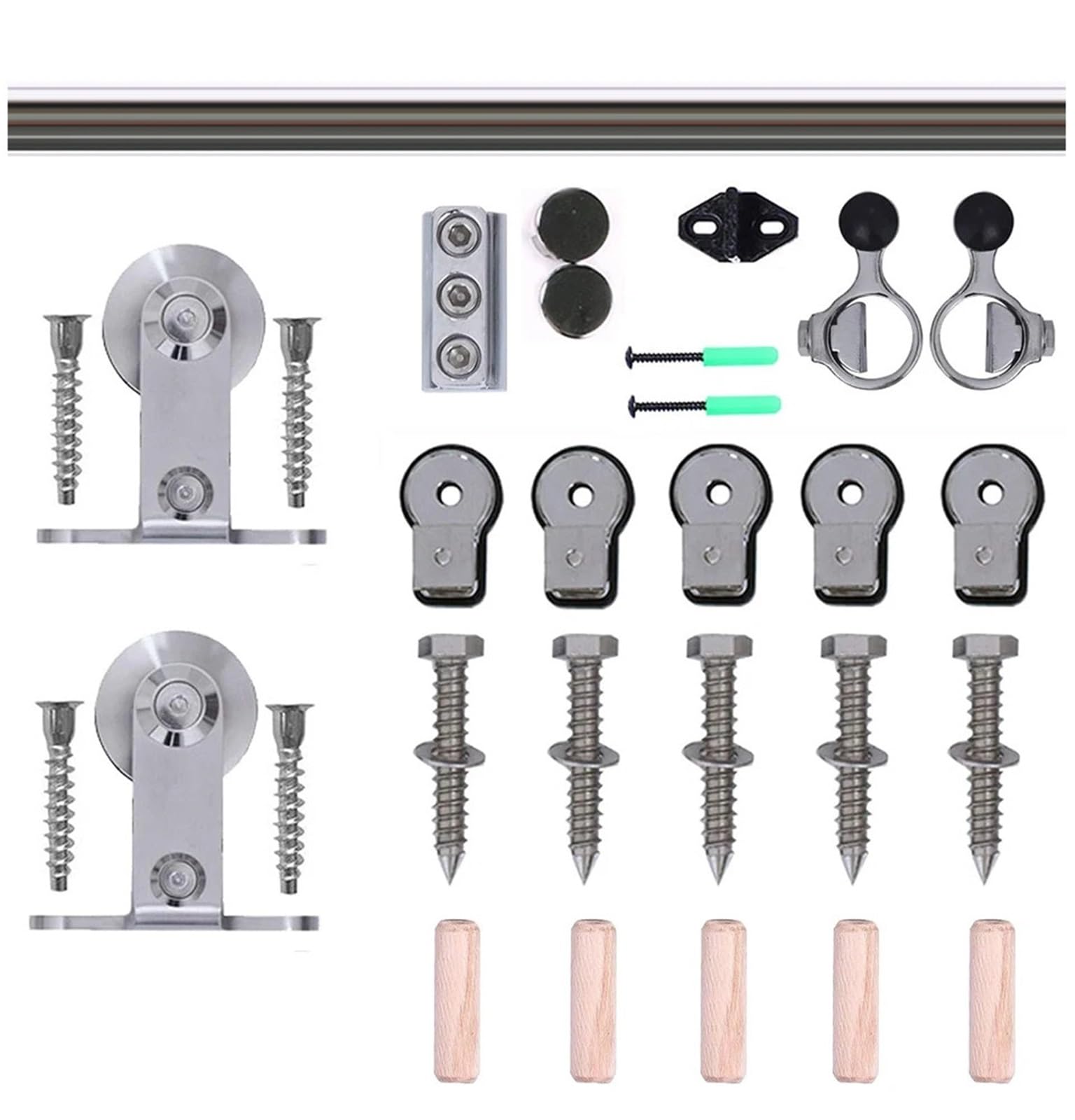 Csdasw One Color 6Ft/183Cm Sliding Door Hardware Kit, Stainless Steel Sliding Door Accessories, Guide Rail, Single Wooden Door Set Smooth And Quiet