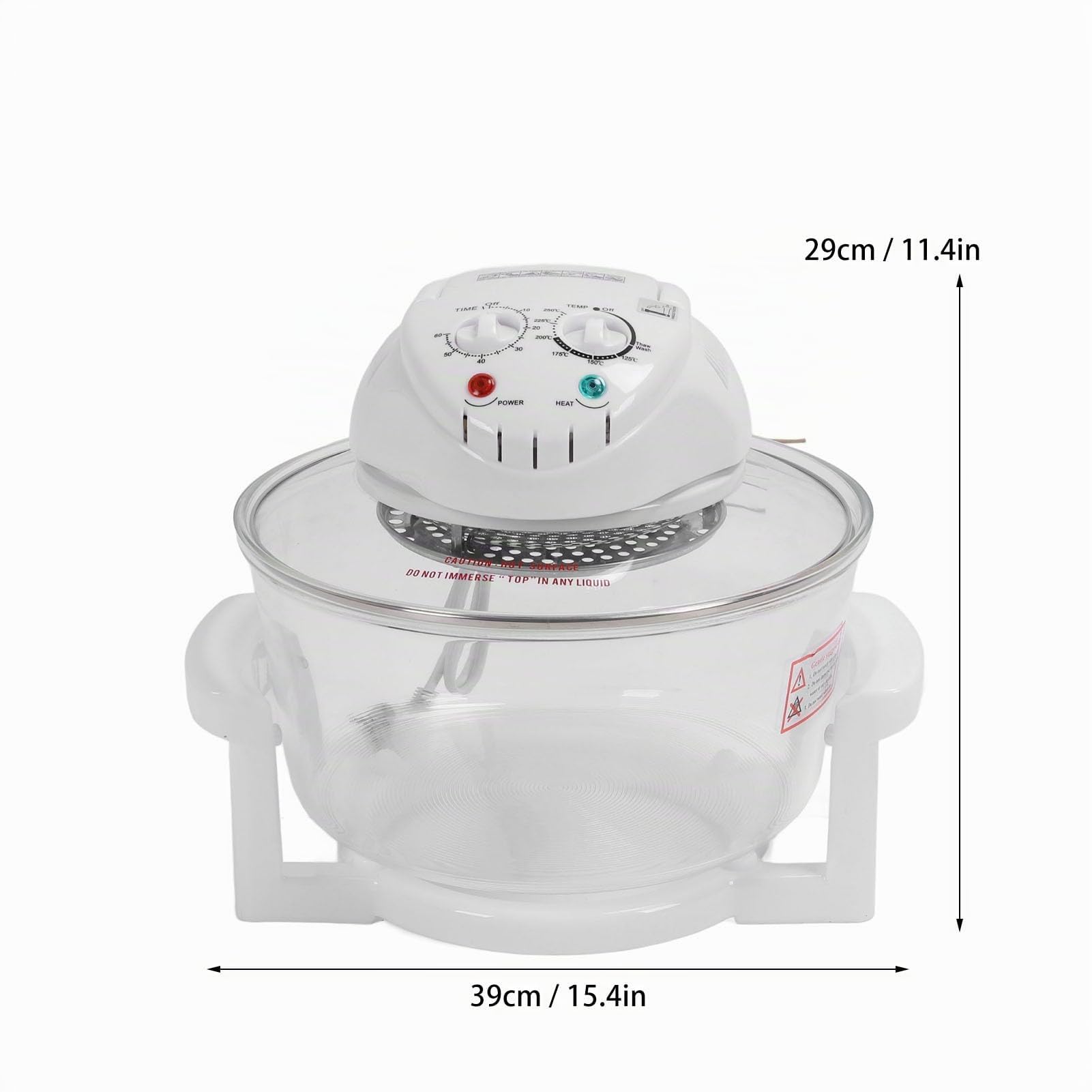 Asixxsix Freidora de Aire de Vidrio de 12l, 65 ℃ a 250 ℃ Temperatura Ajustable, 360 Grados Visibles Oills Food Cooker con Temporizador para Papas Fritas, Pollo, Filete, Camarones de (EU enchufe 220V)